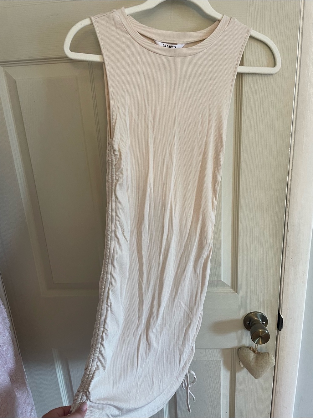 NWT! BB Dakota Ribbed Beige Crewneck Mini Dress Size M